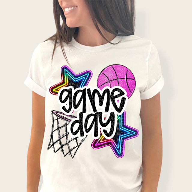 Game Day Neon Stars DTF Print