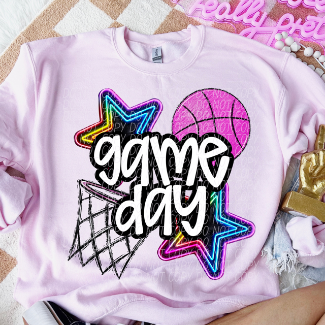 Game Day Neon Stars DTF Print