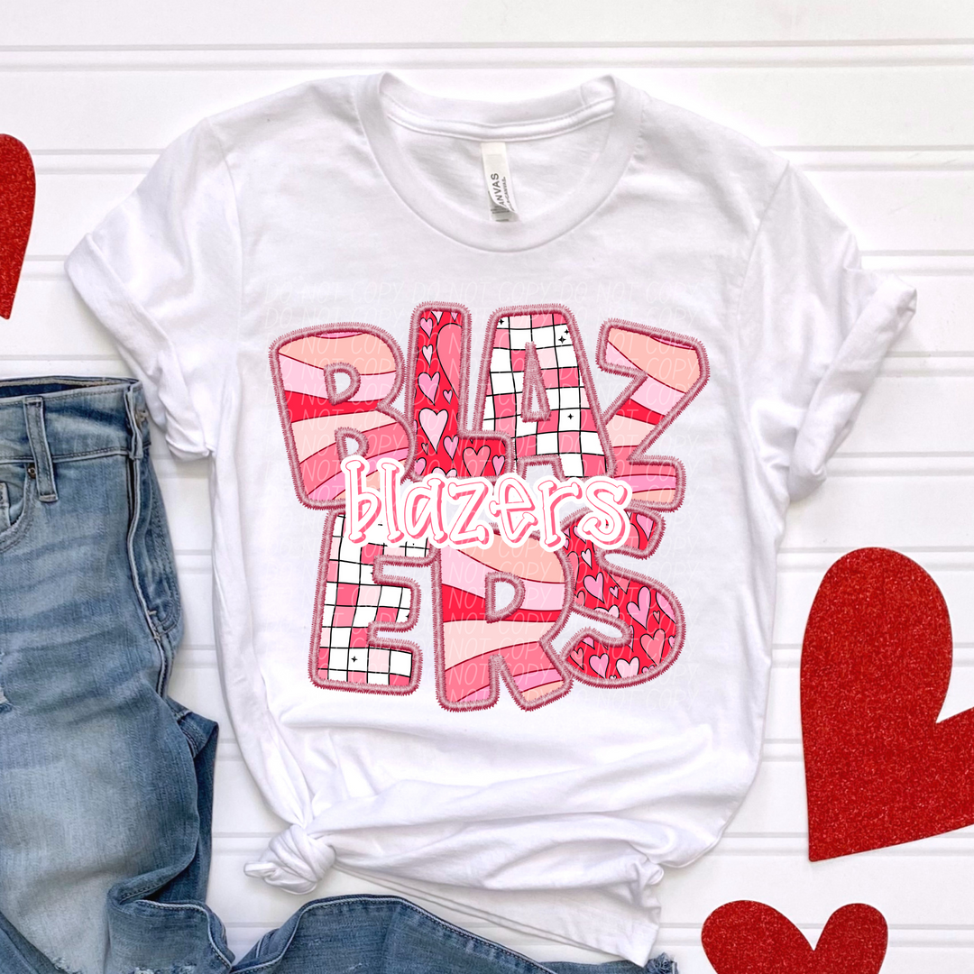 Valentines Day Faux Embroidered Mascots DTF Print