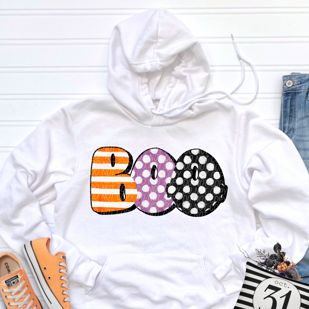 Spooky Dot Stripes Boo DTF Print