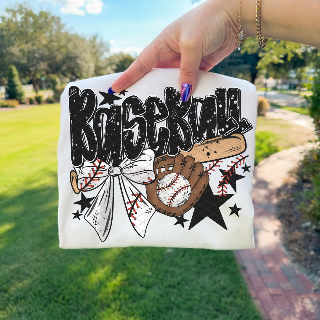 Baseball Bow Bat DTF Print
