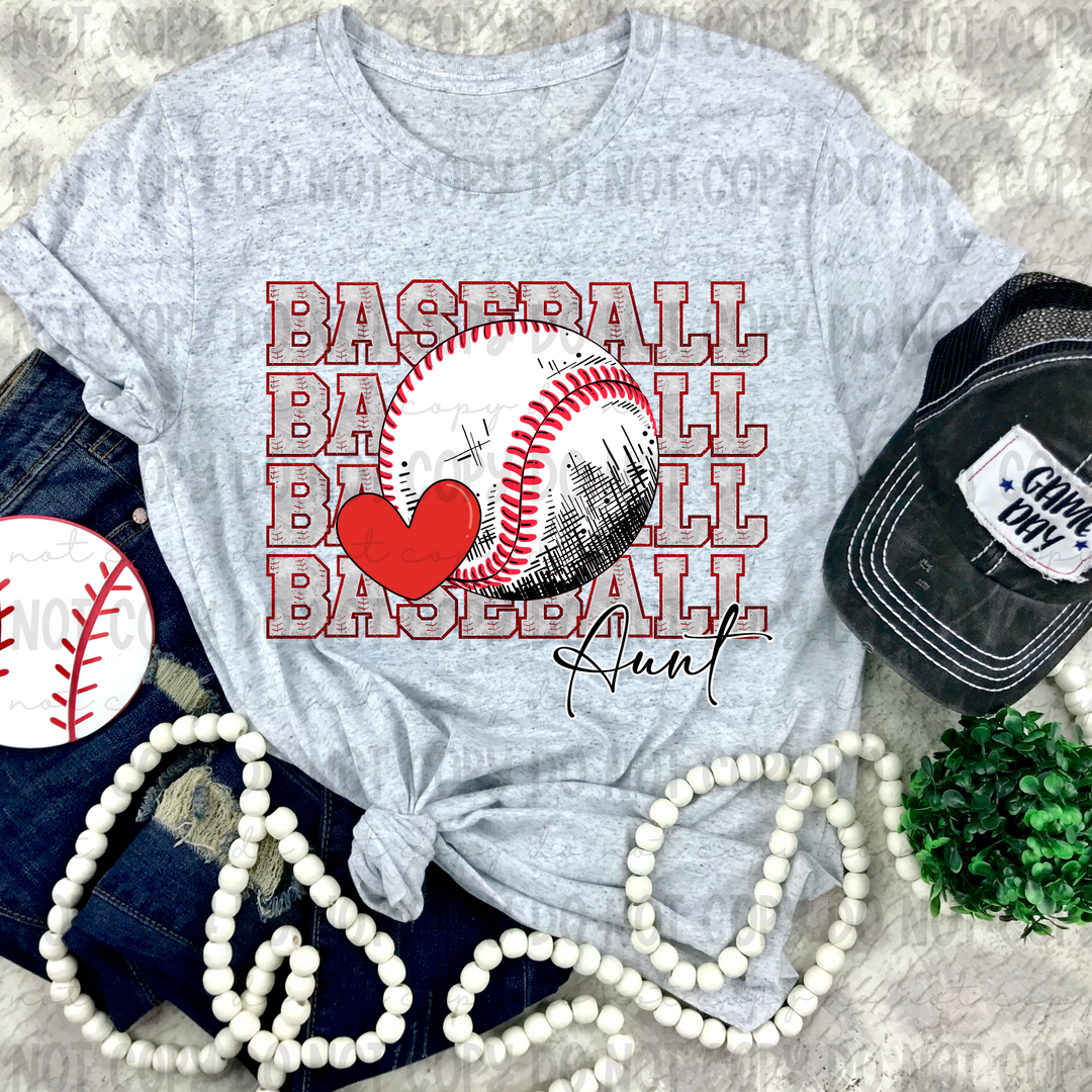 Baseball Stacked Heart With Names DTF Print