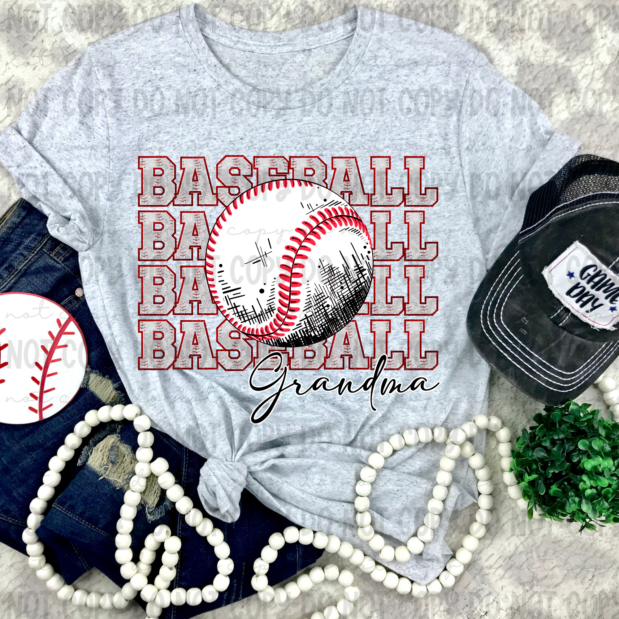 Baseball Stacked With Names DTF Print