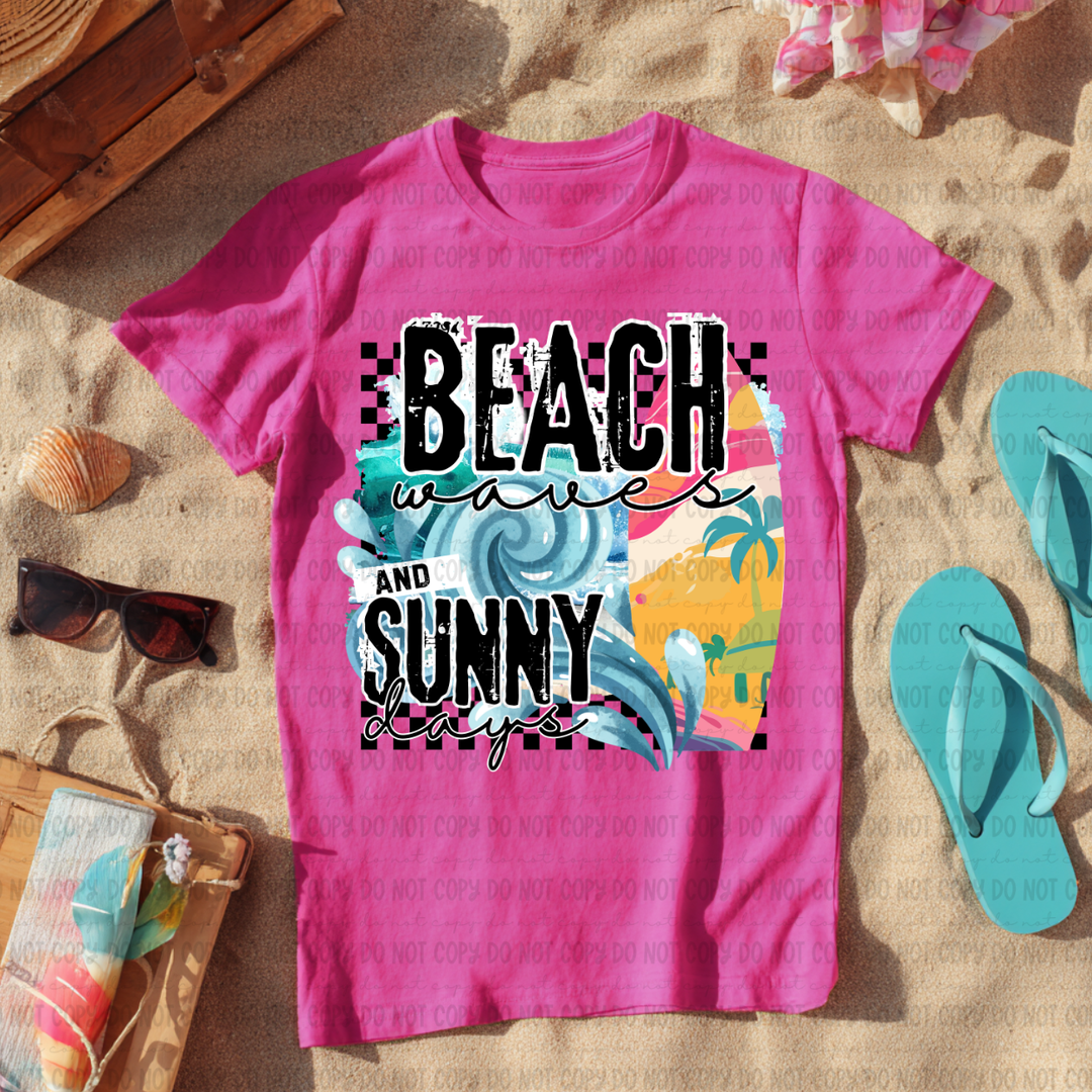 Beach Waves And Sunny Days  DTF Print