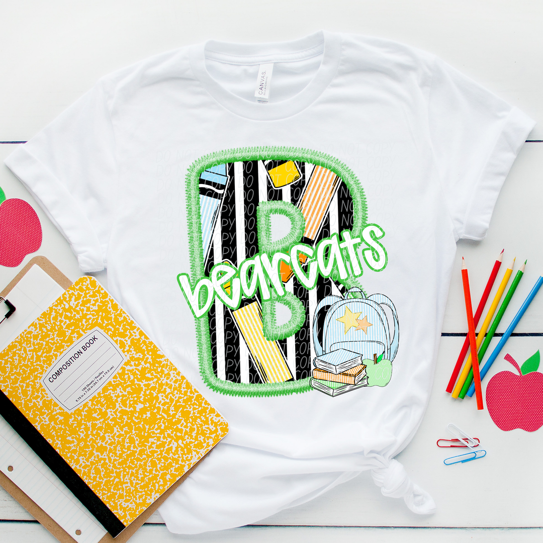 Green Letter Back to School Mascots Youth DTF Print