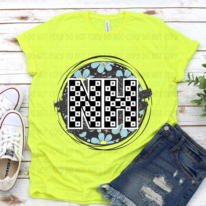 Blue Floral Circle States DTF Print