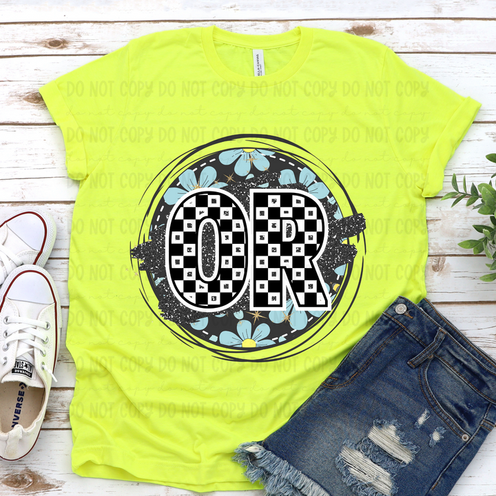 Blue Floral Circle States DTF Print