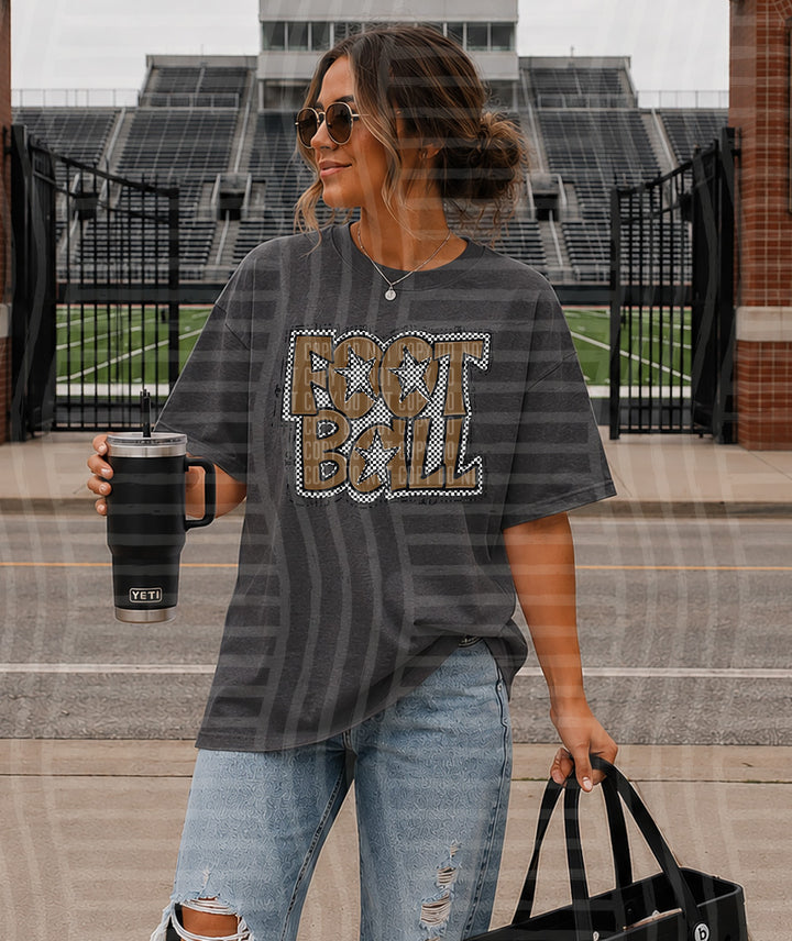 Preppy Checker Football Stars DTF Print