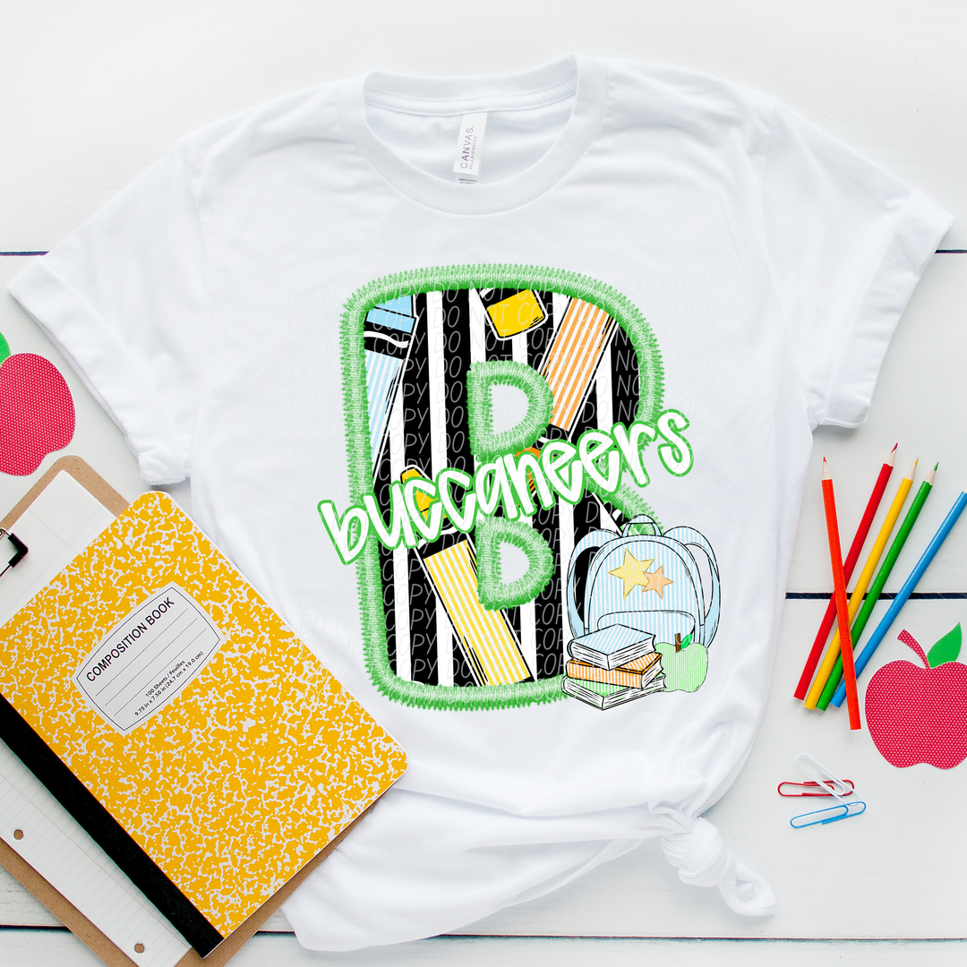 Green Letter Back to School Mascots Youth DTF Print