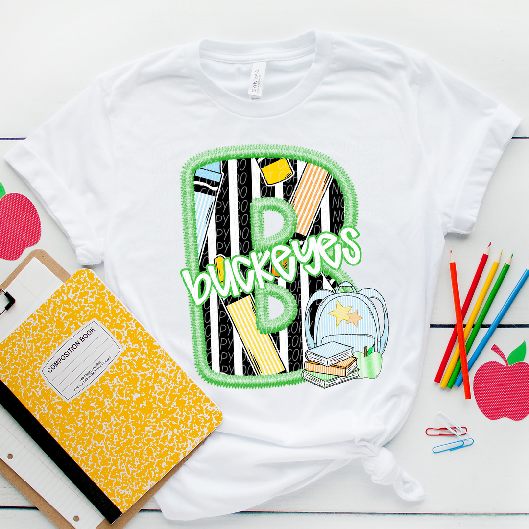 Green Letter Back to School Mascots Youth DTF Print