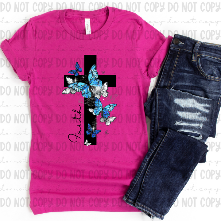 Butterfly Faith Cross DTF Print