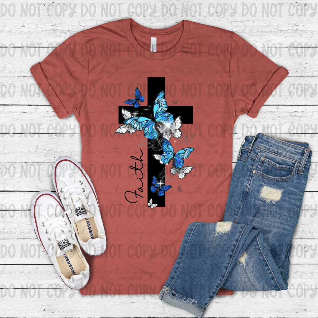 Butterfly Faith Cross DTF Print