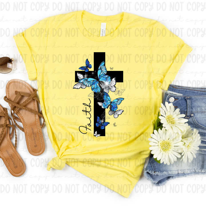 Butterfly Faith Cross DTF Print