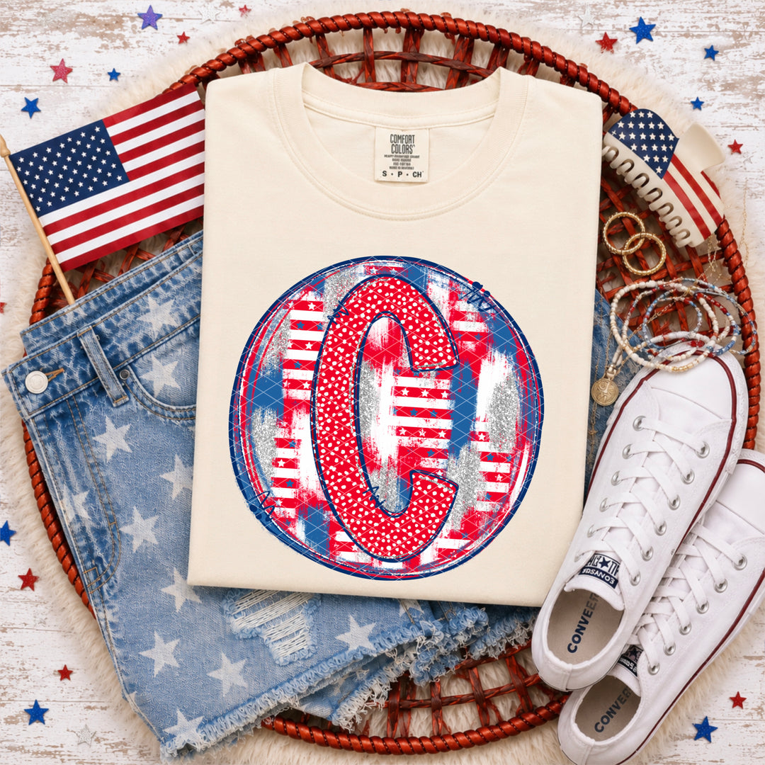 Patriotic Brush Strokes Letter Collection DTF Print