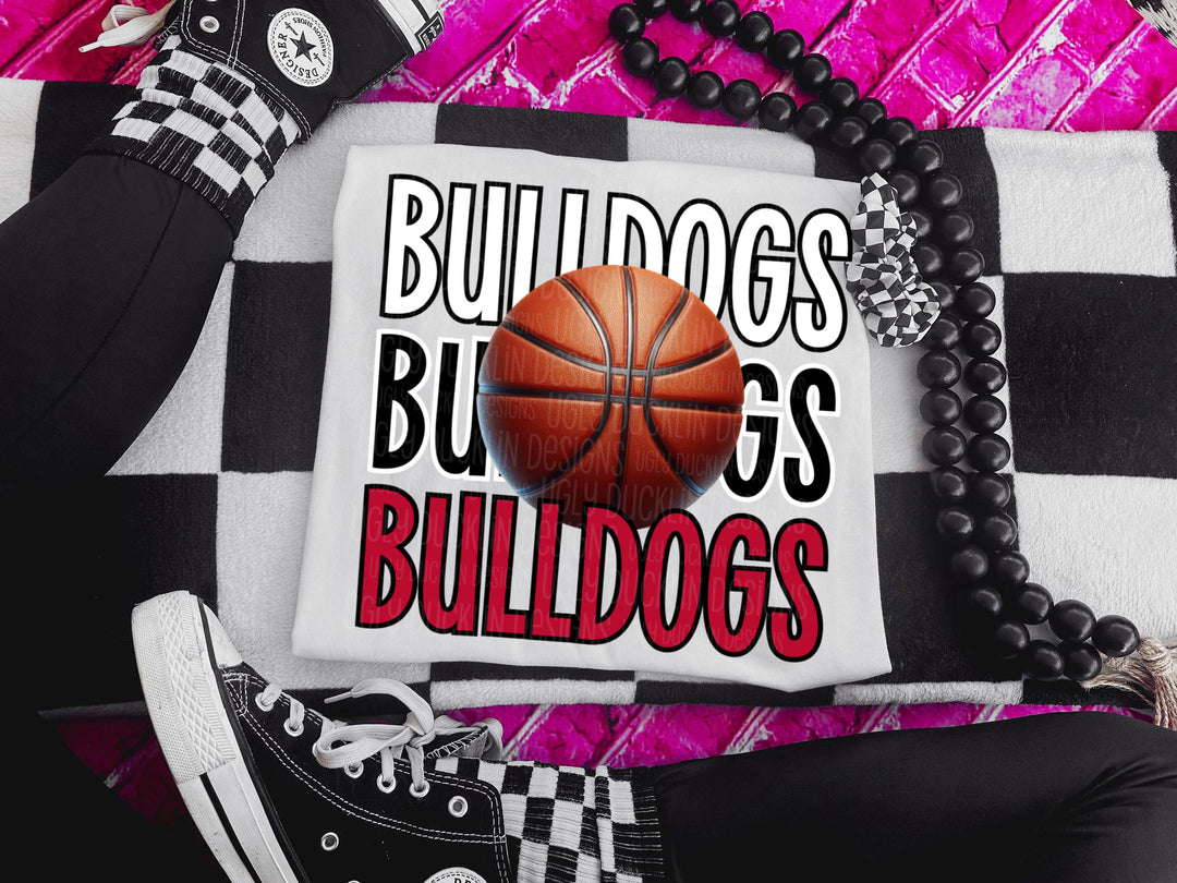 Bulldogs with Basketball (Red and white) DTF Print