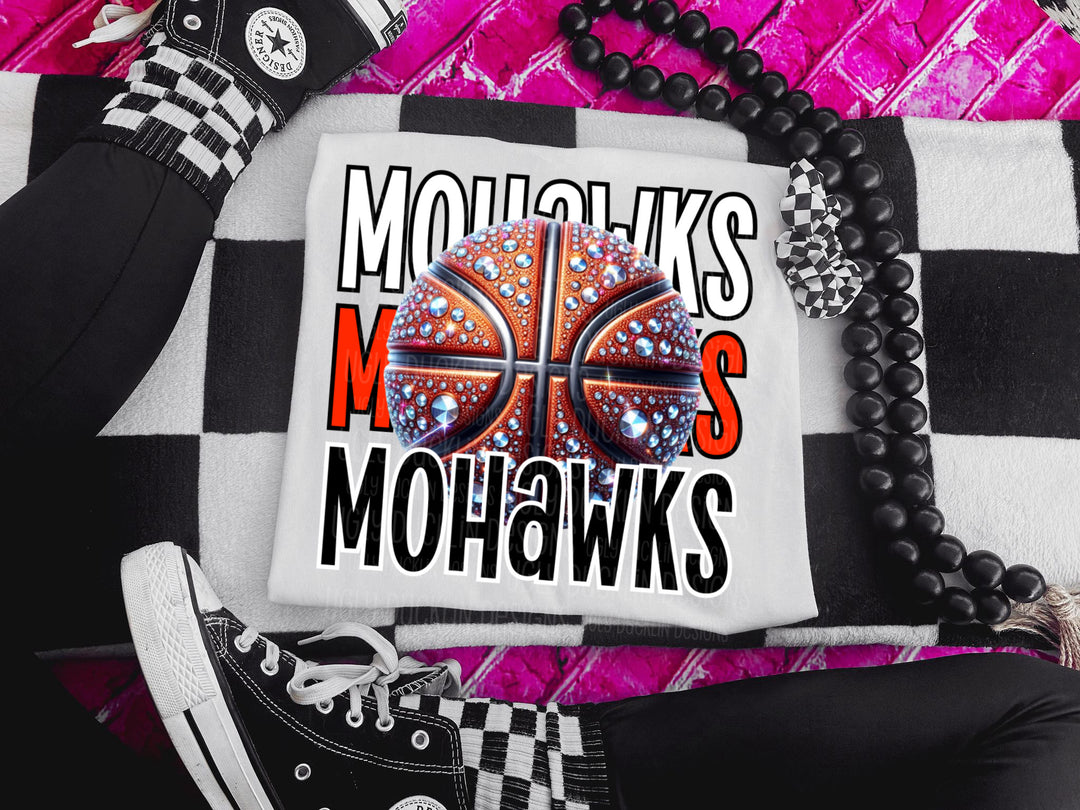 Mohawks with Basketball (Red and white) DTF Print