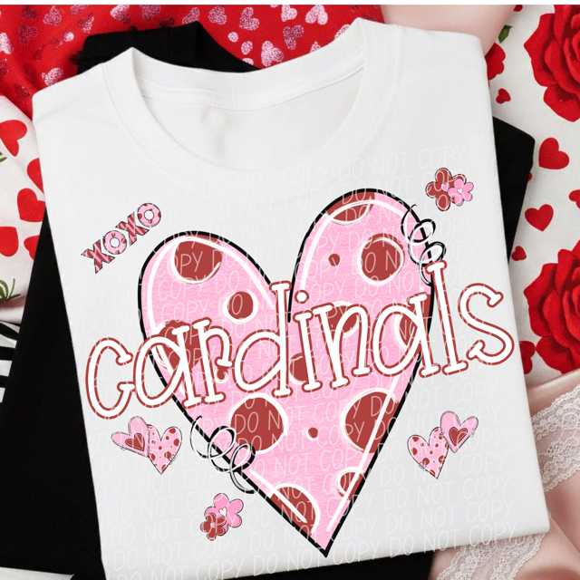 Valentine's Mascot Pink and Red DTF Print