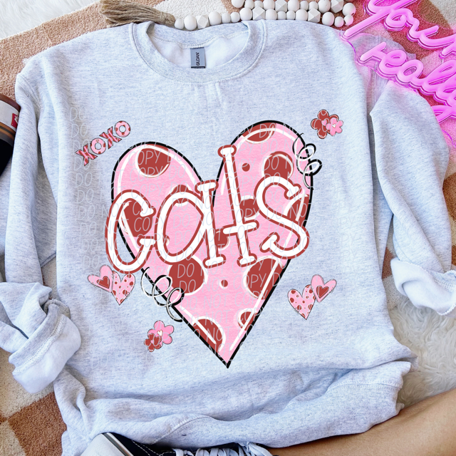 Valentine's Mascot Pink and Red DTF Print