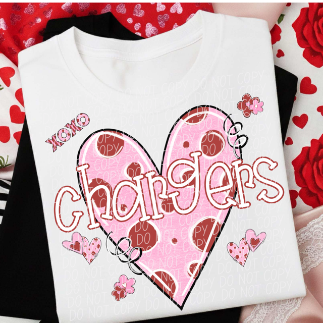 Valentine's Mascot Pink and Red DTF Print