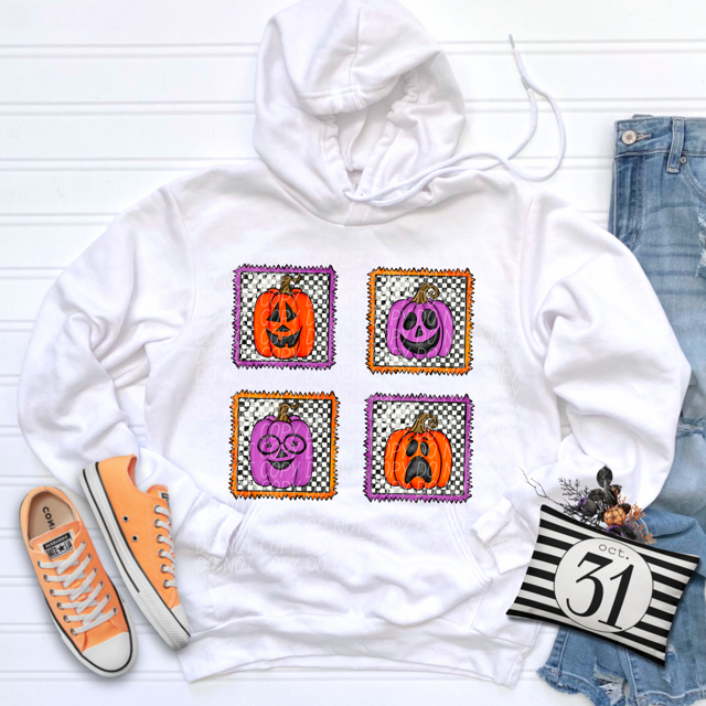 Checker Pumpkin DTF Print