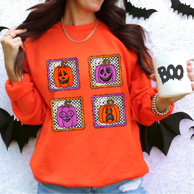 Checker Pumpkin DTF Print