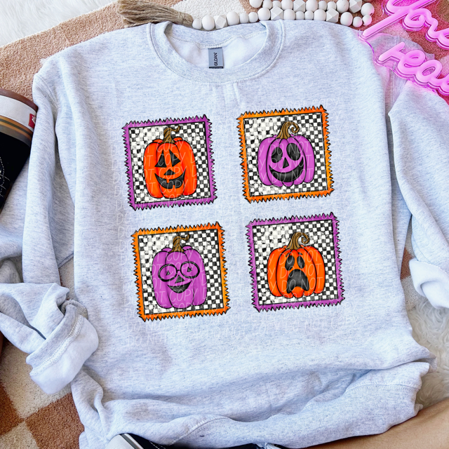 Checker Pumpkin DTF Print