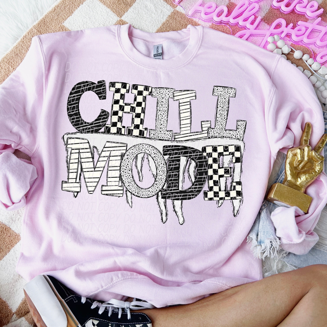 Chill Mode Black and White DTF Print