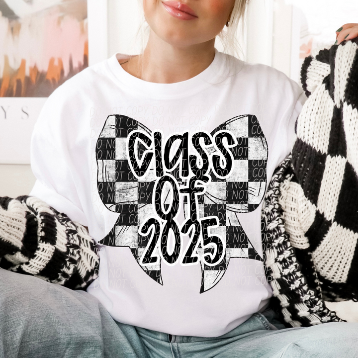 Class of 2025 Checker Bow DTF Print