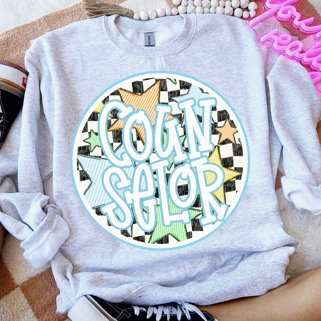 Back To School Stars Blue - Occupations DTF Print