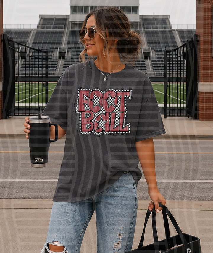 Preppy Checker Football Stars DTF Print
