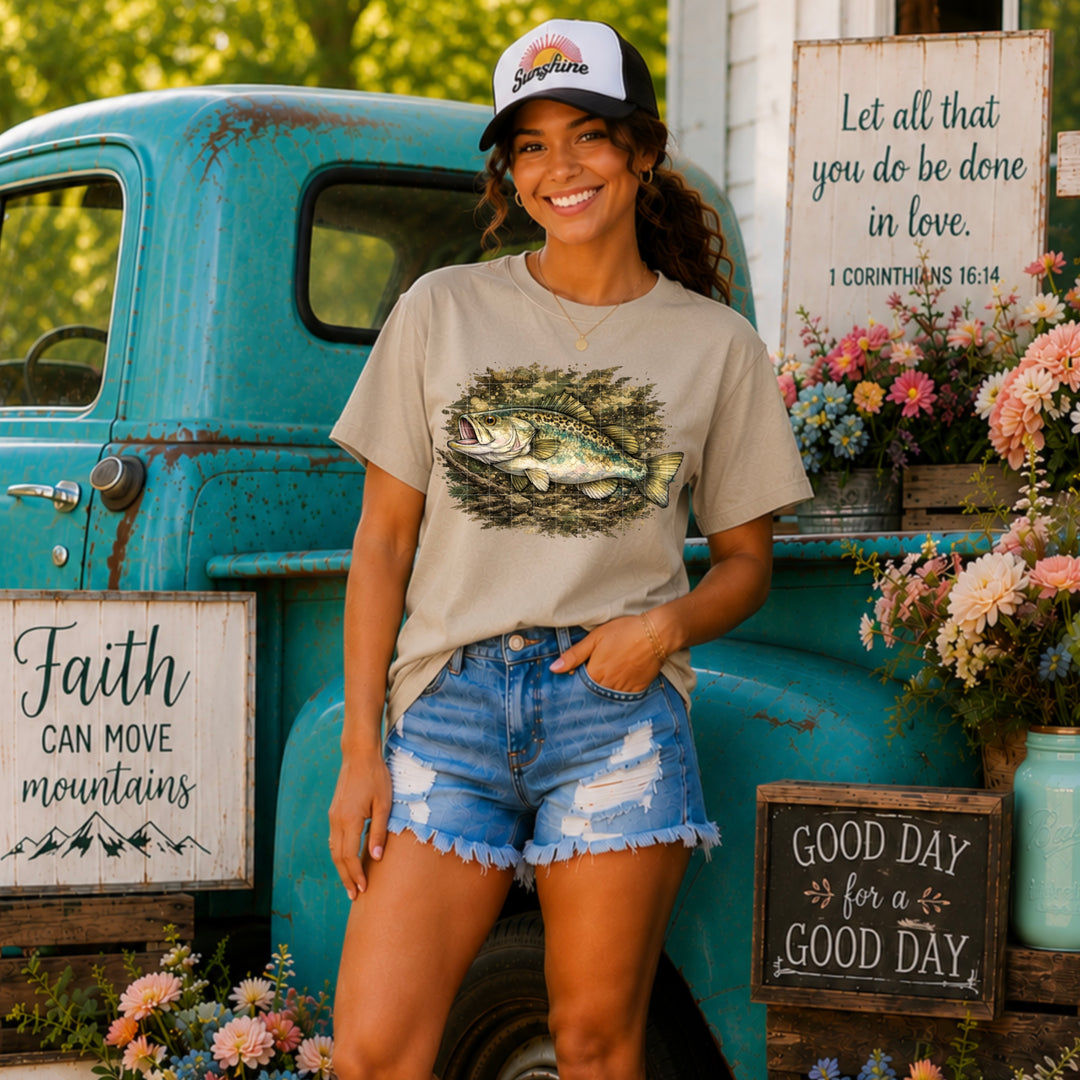Camo Fish DTF Print
