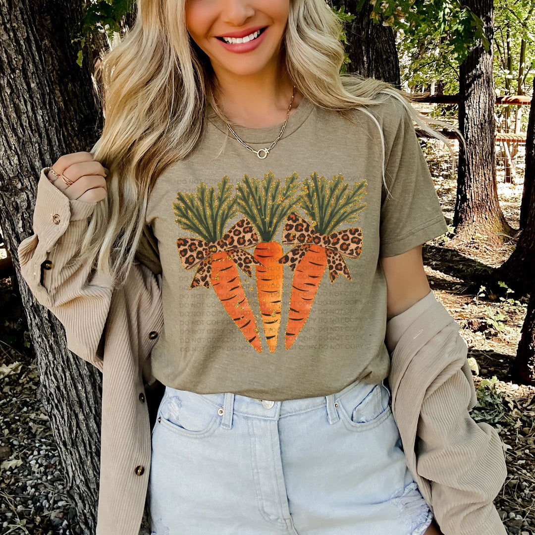Carrots With Leopard Bows DTF Print