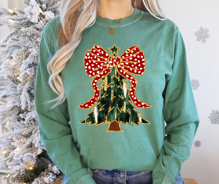 Sparkly Coquette Christmas Tree Sweatshirt / Tee