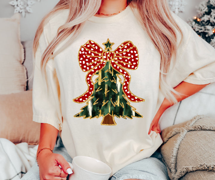 Sparkly Coquette Christmas Tree Sweatshirt / Tee