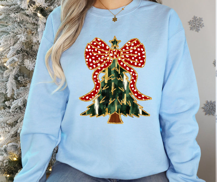 Sparkly Coquette Christmas Tree Sweatshirt / Tee