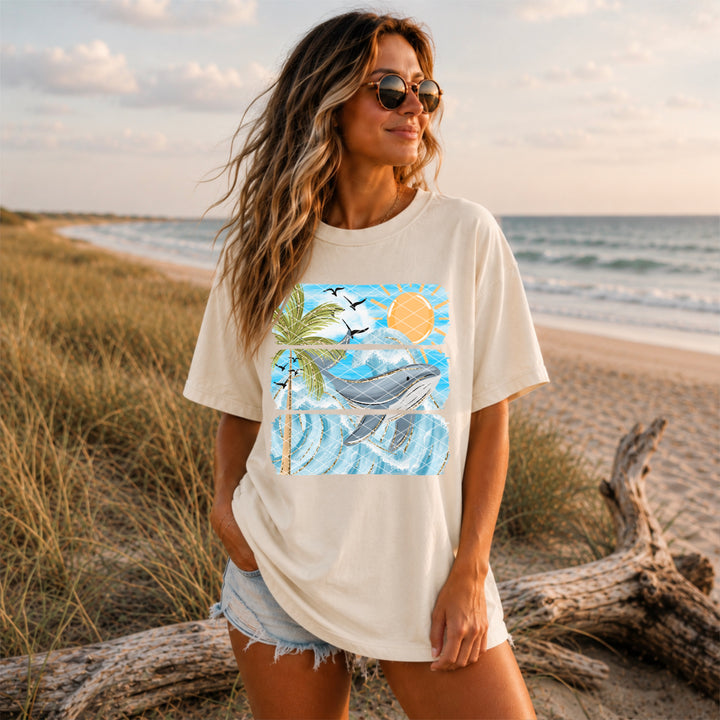 Coastal Whale DTF Print