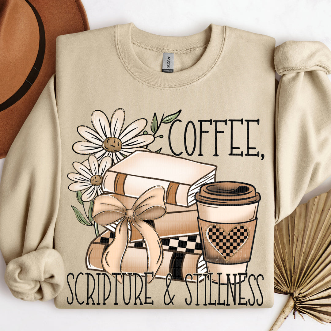 Coffee Scripture Stillness DTF Print