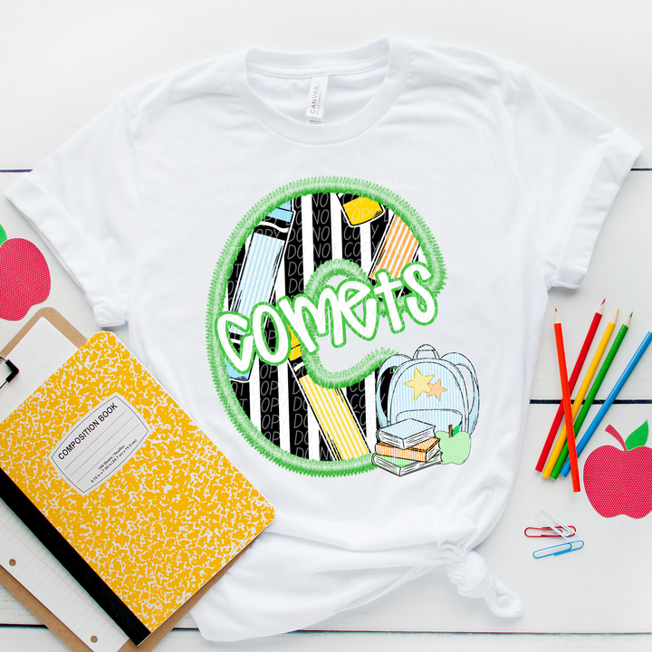 Green Letter Back to School Mascots Youth DTF Print