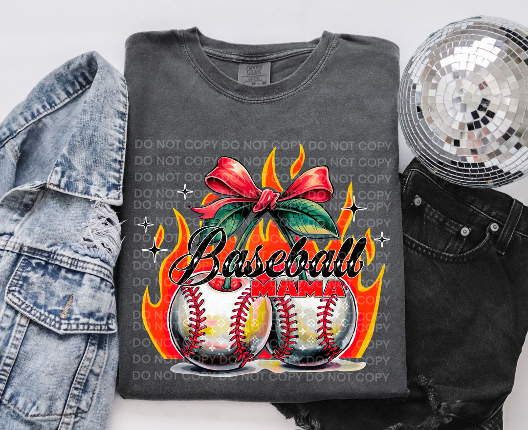 Fire Baseball Mama DTF Print