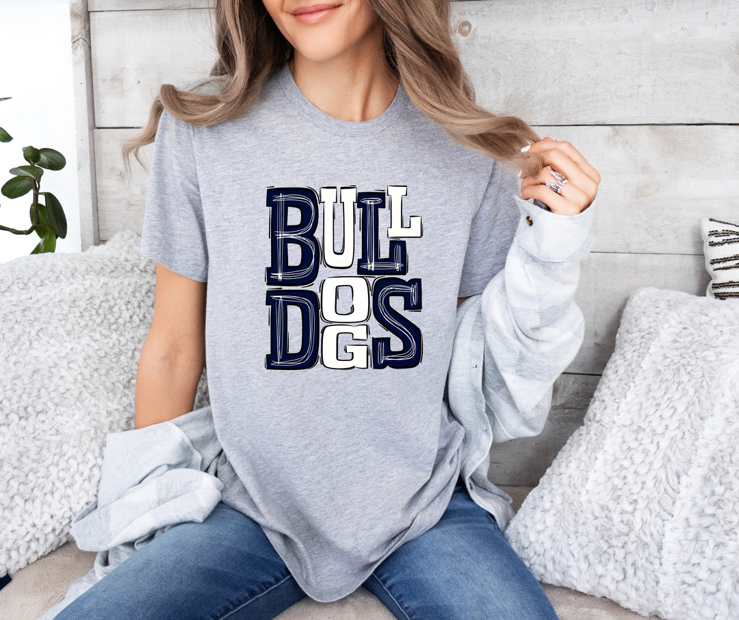 Navy Bulldogs Sporty Mascot DTF Print