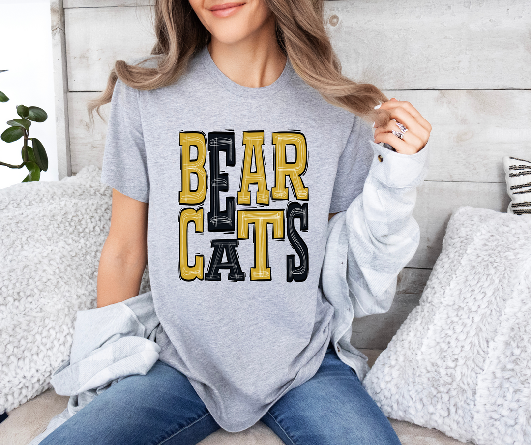 Bearcats Black & Gold Sporty Mascot DTF Print