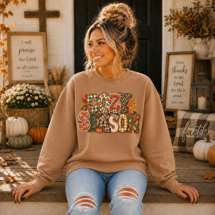Cozy Season Embroidery DTF Print