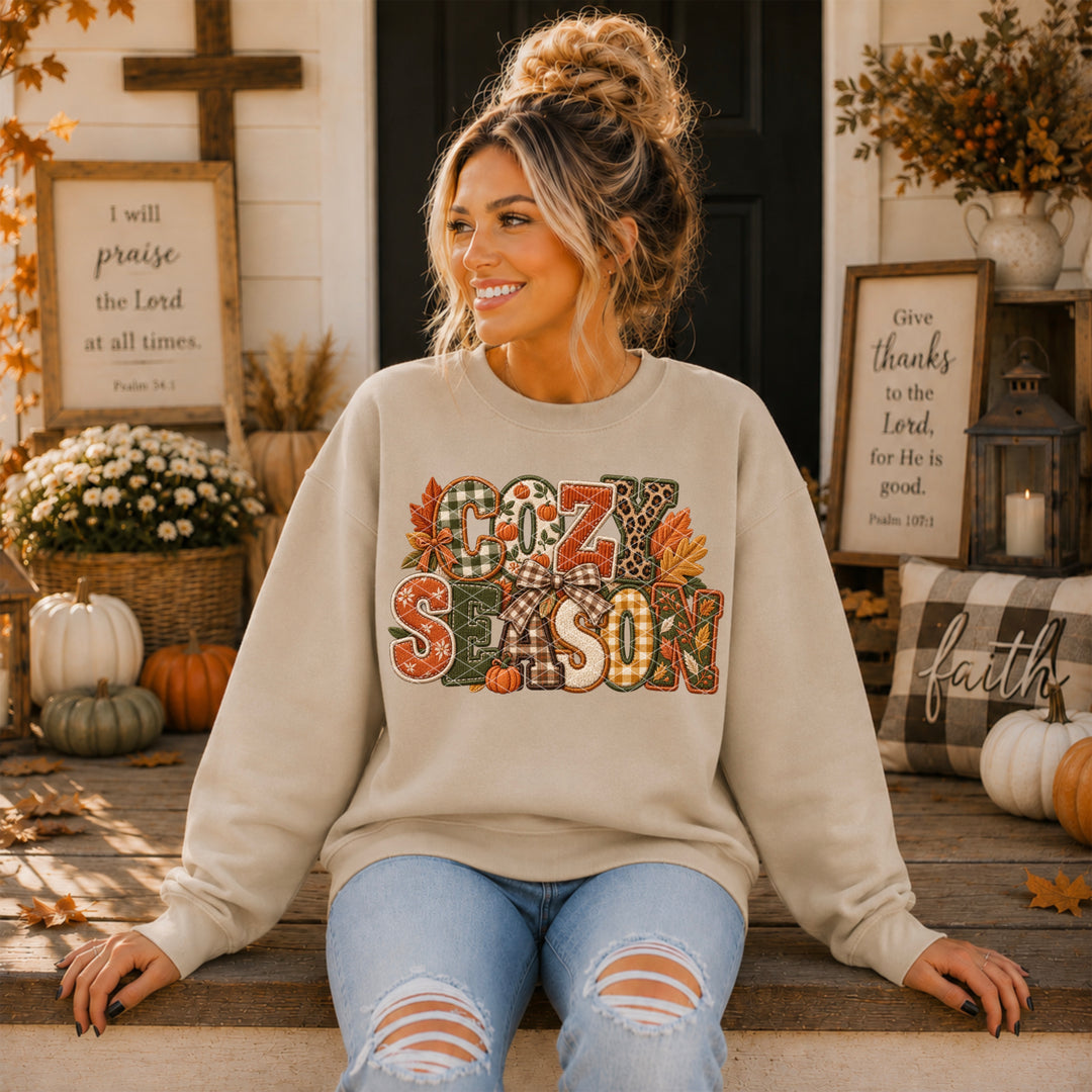 Cozy Season Embroidery DTF Print