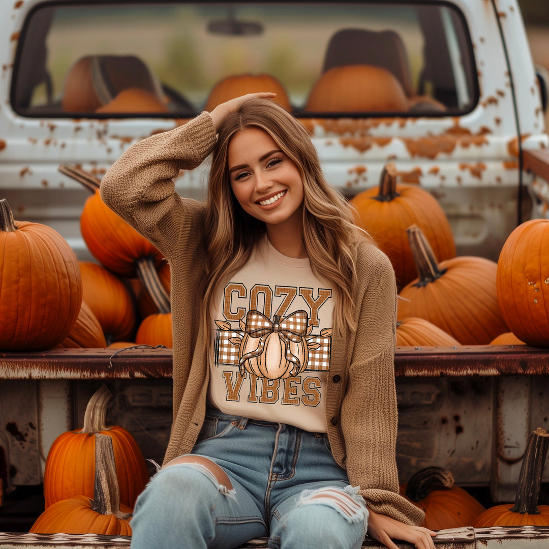 Cozy Vibes Pumpkin DTF Print