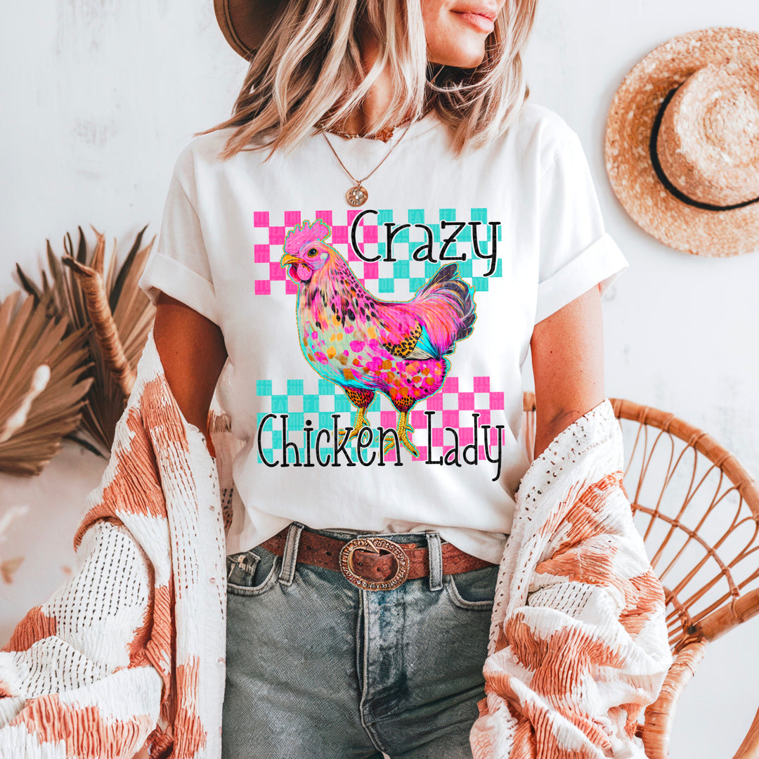 Crazy Chicken Lady DTF Print