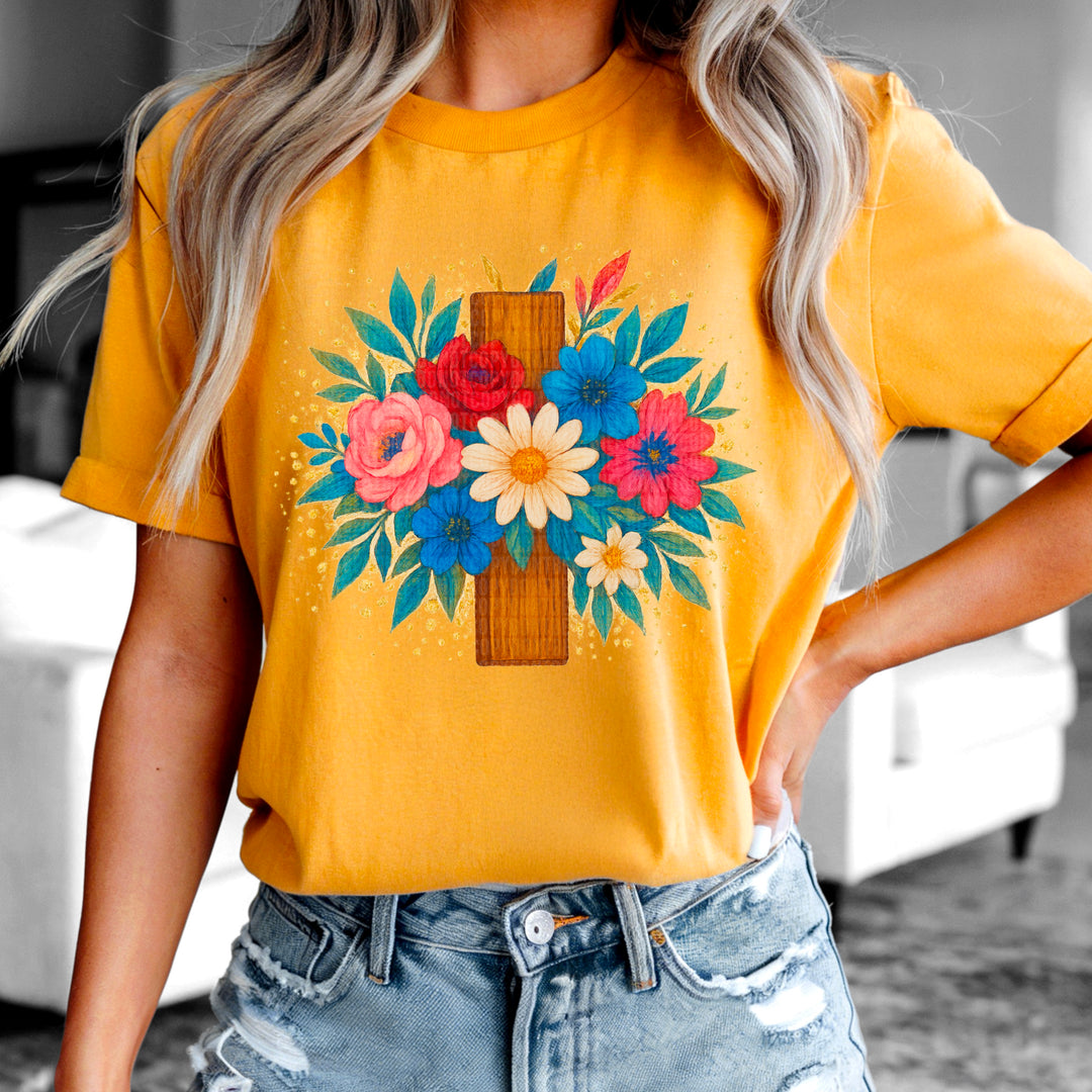 Cross Floral DTF Print