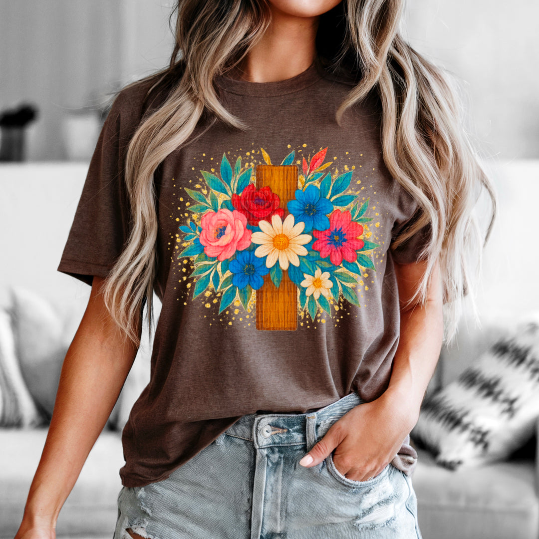 Cross Floral DTF Print