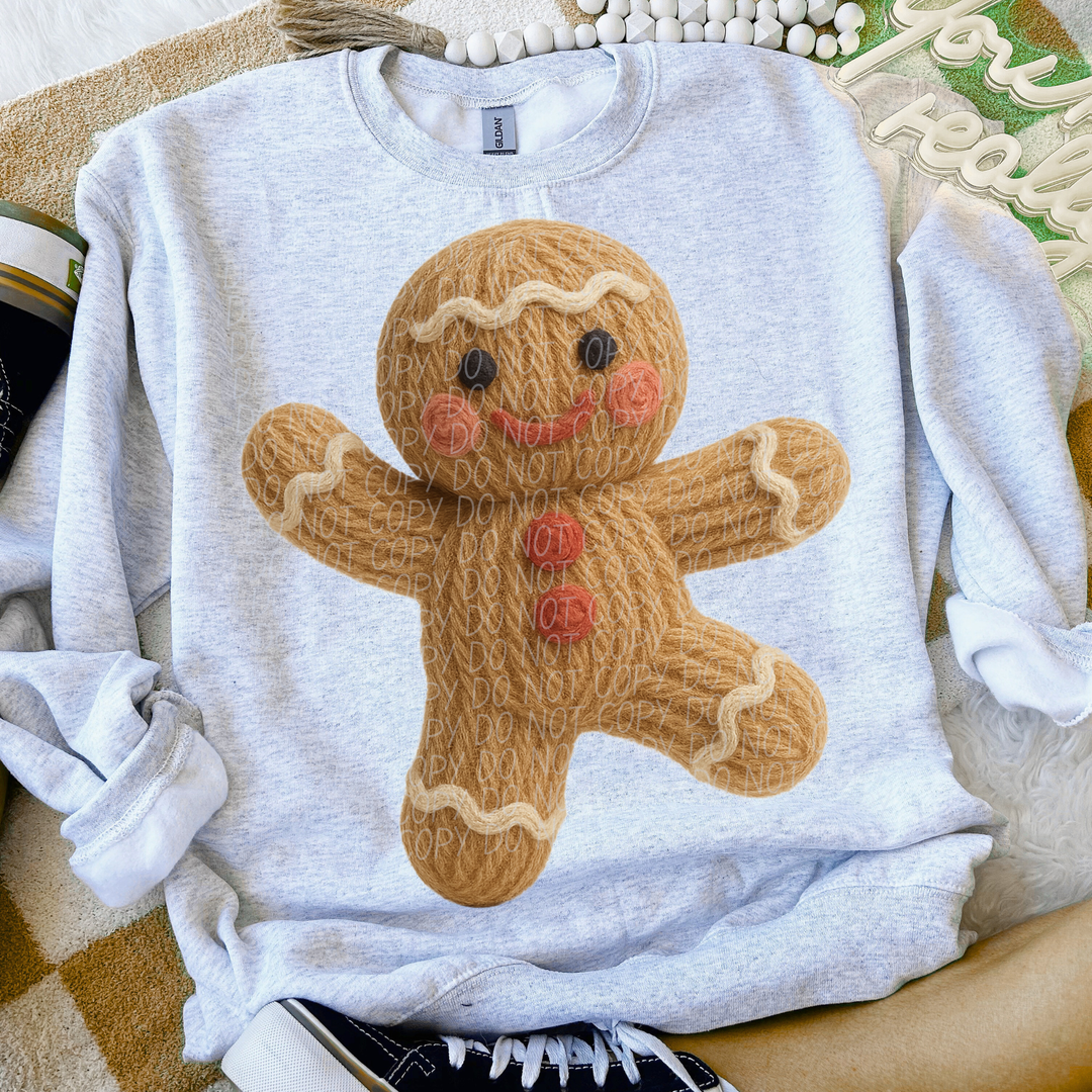Faux Yarn Dancing Gingerbread DTF Print
