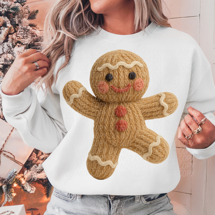 Faux Yarn Dancing Gingerbread DTF Print