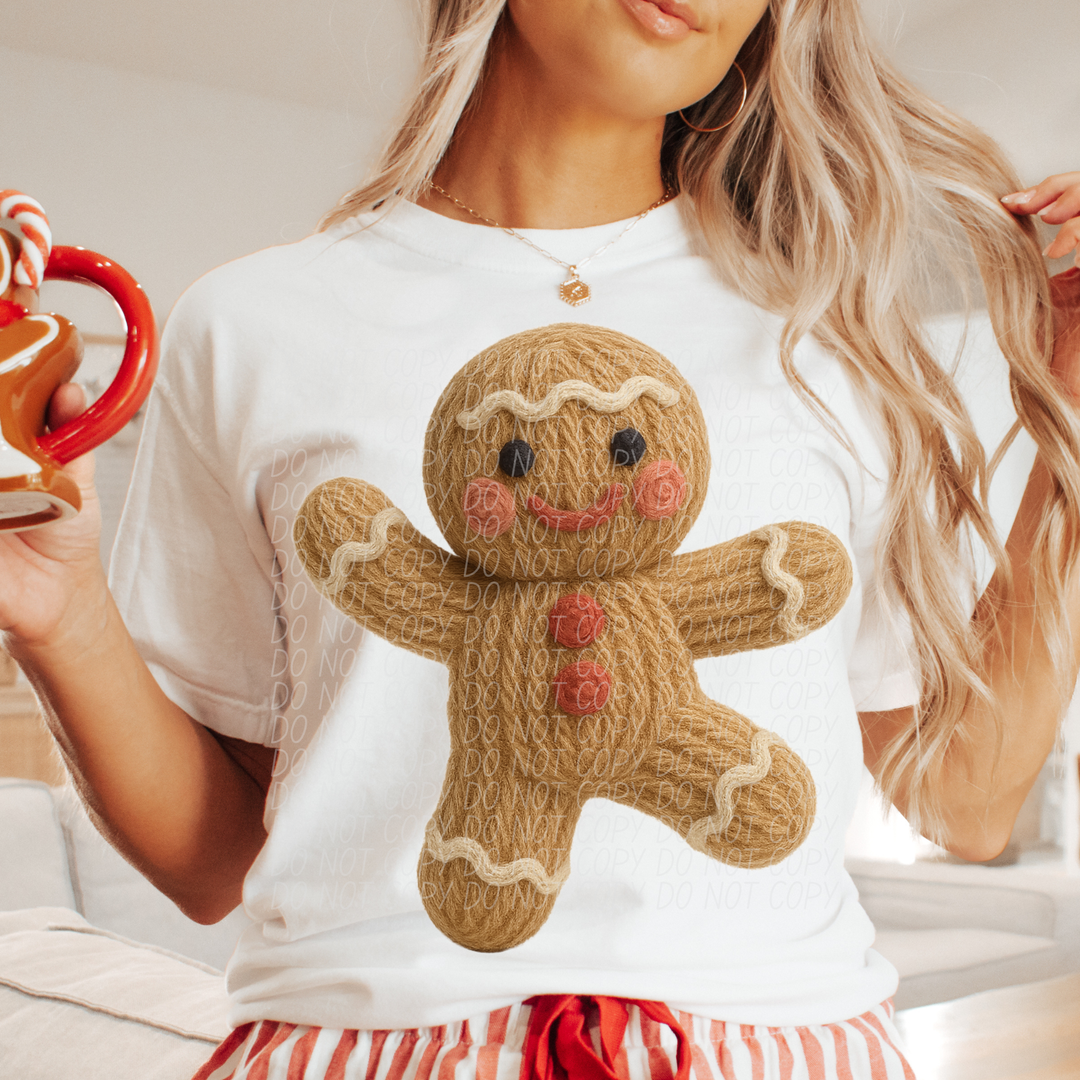 Faux Yarn Dancing Gingerbread DTF Print